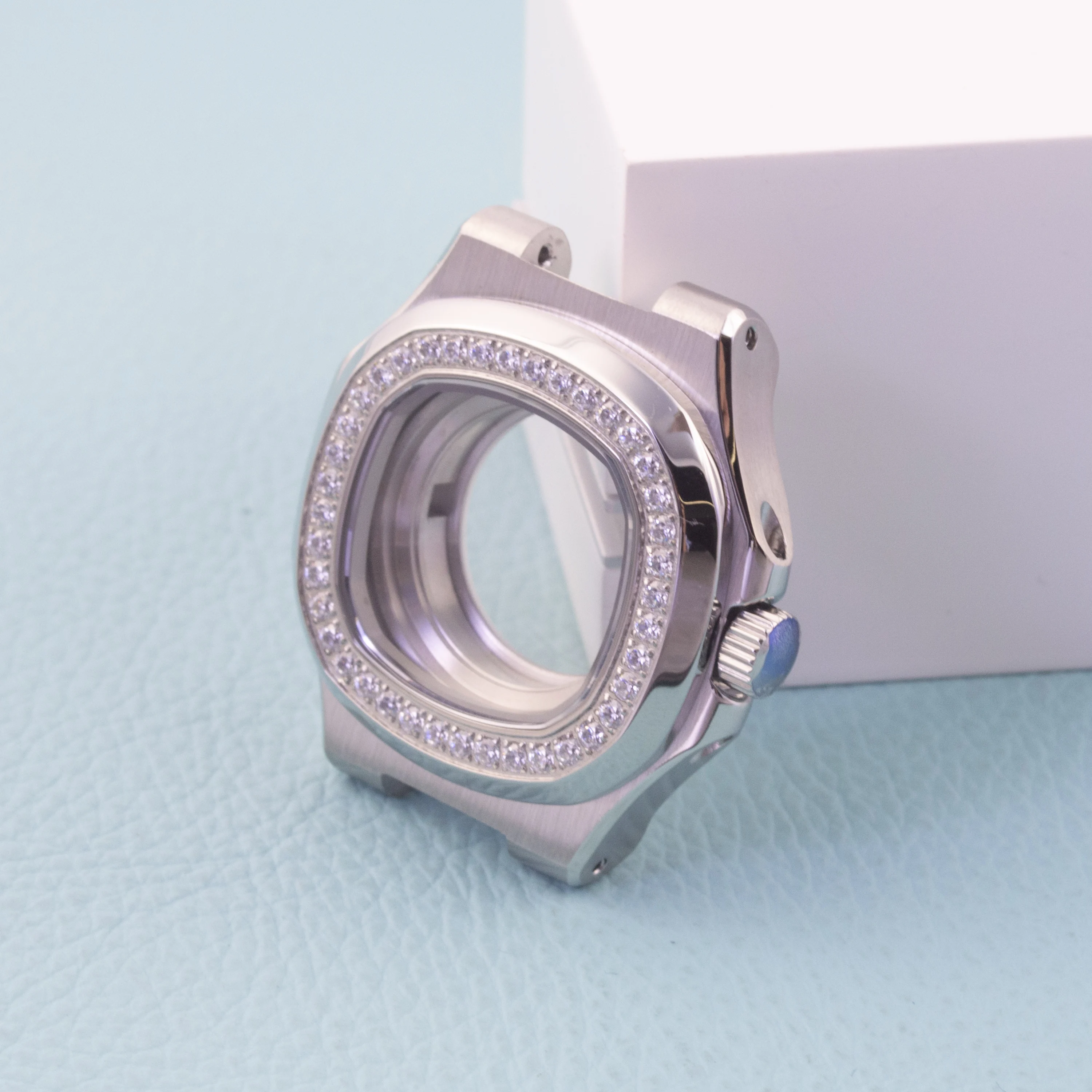 

Women's Diamonds Watch Case Stainless Steel Sapphire Glass Watch Case NH05 Case for NH05 NH06 Movement for Nautilus