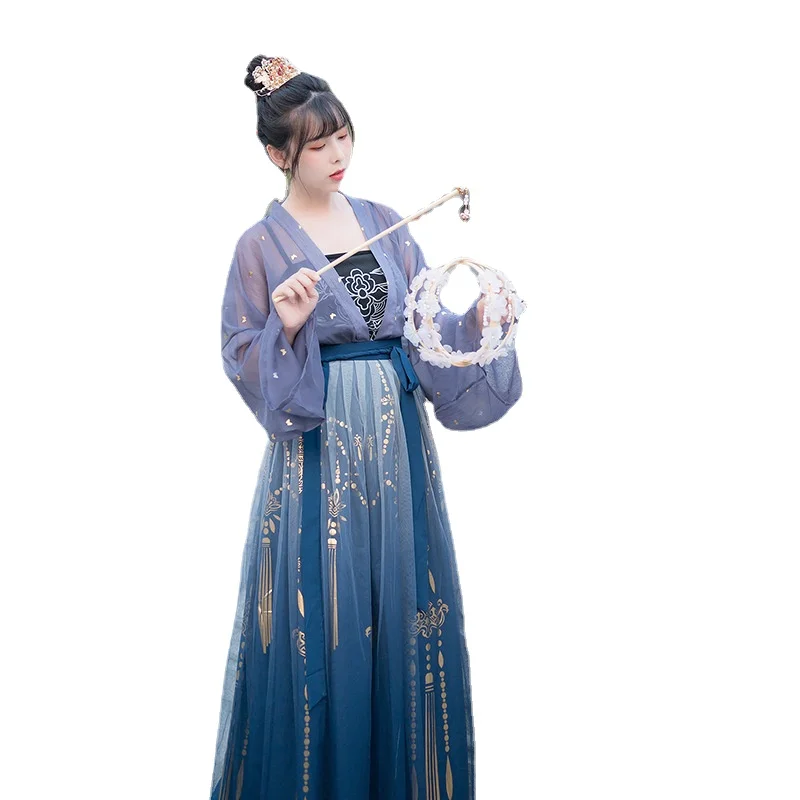 Hanfu Oriental Princess พื้นบ้านชุดเย็บปักถักร้อยแบบดั้งเดิมผู้หญิง Hanfu ชุดโบราณ Tang ชุดเต้นรํา Robe ชุดนางฟ้า