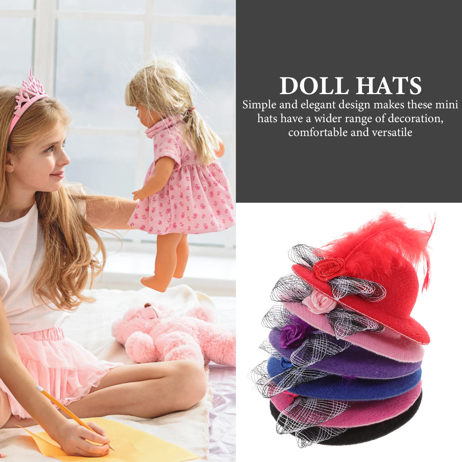 

Mini Princess Hair Accessories Hat Hats Miniature Girl for Polyester Toddler