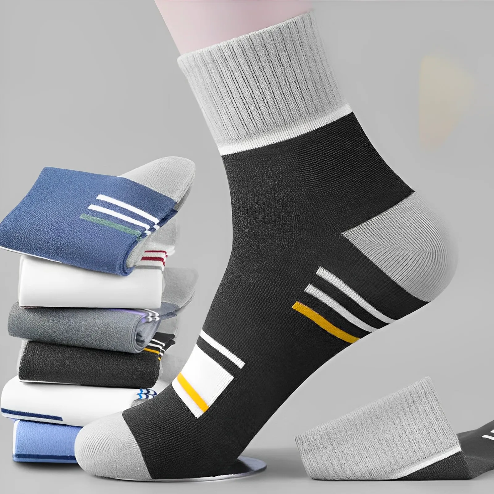 3Pairs Men\'s Cotton Socks Sweat-absorbing Breathable Anti-odor Thick Models Of Long Socks Trendy Sports Cotton Socks Men