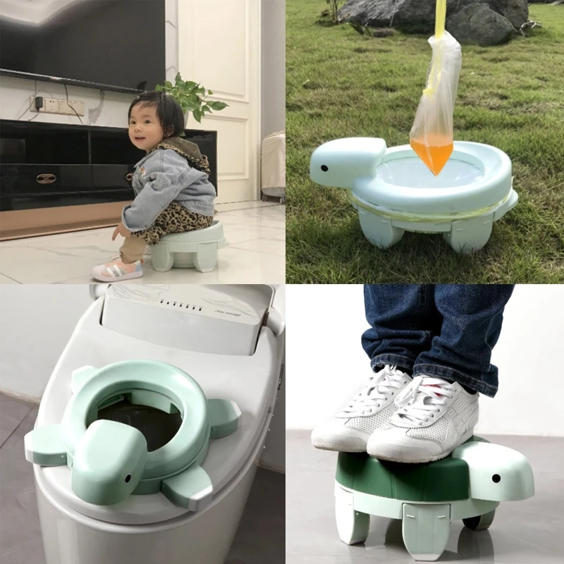 Pot d'entraînement Portable pliable et amovible en forme de tortue pour enfants, mignon, pliable et amovible, siège de toilette, urinoir d'entraînement pour bébés