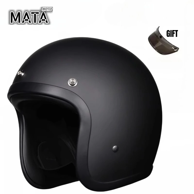

Retro Open Face Motorcycle Helmet Genuine Vintage FiberGlass Scooter Riding 3/4 Jet Casco Moto Capacete
