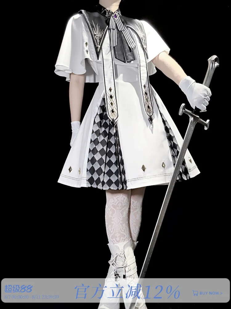 

New The Eye Of Truth Lolita Suspender Dress False Collar Cloak Suit Lolita White Dress Fiesta Carnival Halloween Cos Cosplay