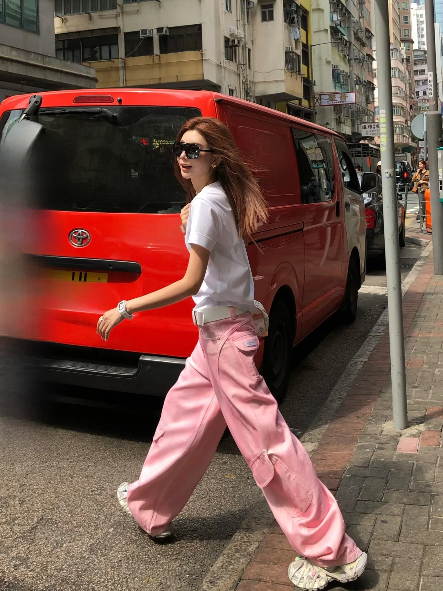 

Lililiwj 100% Cotton Early Spring Fashion Korean Style Pocket Work Pants Slimming Lazy Distressed Wide Leg Jeans Women