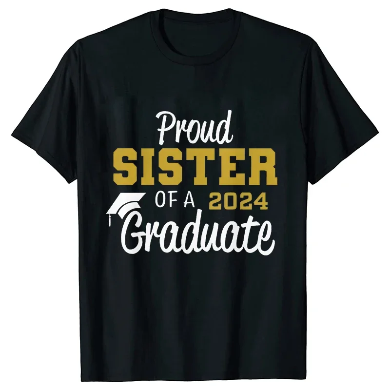 Proud Family of 2024 Graduate Graphic T-shirts Fashion Senior Family Clothes Short Sleeve Tees Class of 2024 Graduation Tops