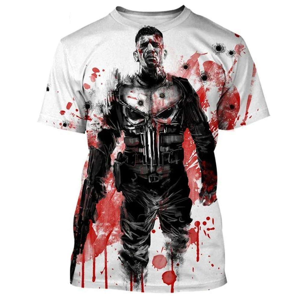 Summer Fashion Shootout Short Sleeve Men's 3D Printed Punisher T-shirt Casual Shirt Plus Size Loose Everyday Casual Outdoor Top