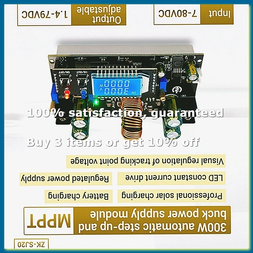SJ20 Automatic Step Up Down Module MPPT with LCD Display Buck Boost Converter Power Supply Adjustable Board