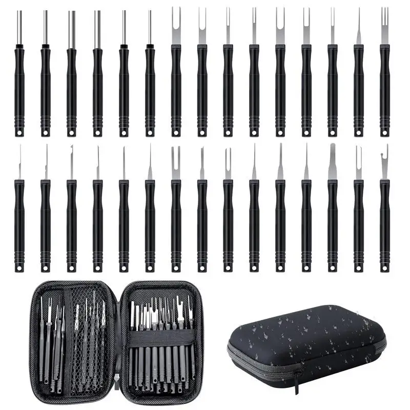 30 Pcs Car Cable Plug Removal Tool Pin Extractor Repair Remover Key Tools With Box Car Auto Cable Plug Remove Pin Puller