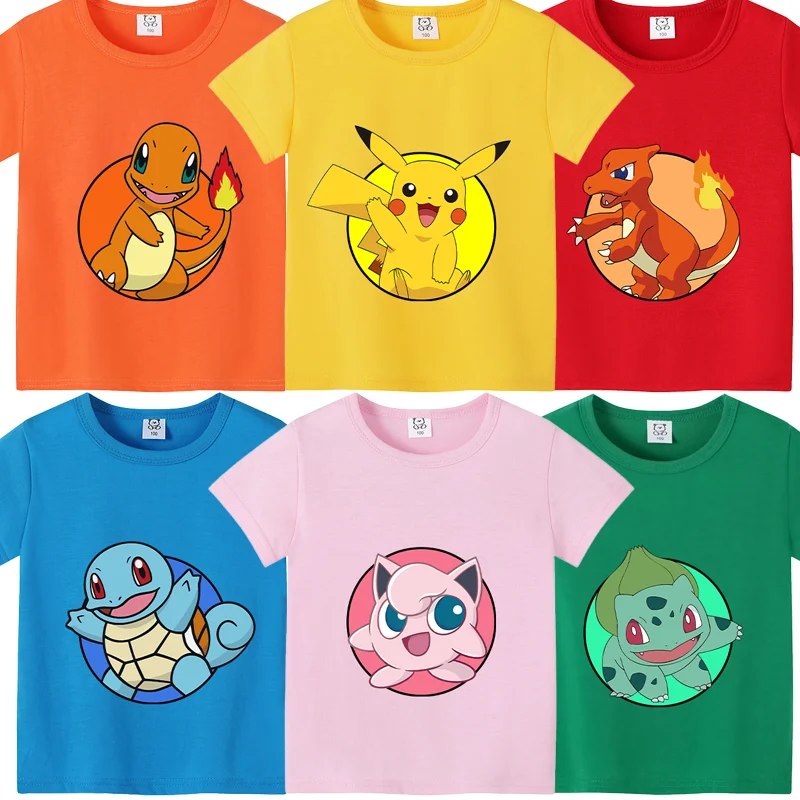 Хлопковая-футболка-с-изображением-покемонов-Пикачу-футболка-с-изображением-Псайдака-Скуиртла-Чармандера-Иви-одежда-с-героями-мультфильмов-kawaii-летние-топы-для-мальчиков-и-девочек-подарок