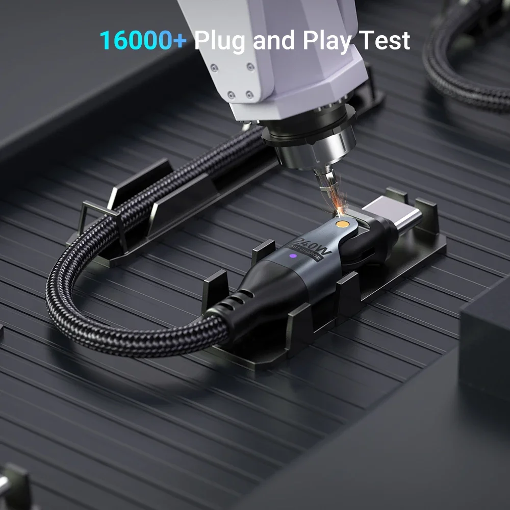 AUFU USB-C zu Typ-C Handy-Datenkabel 240W 5A Schnellladekabel für Samsung OPPO MacBook Laptop 180-Grad-Typ-C-Kabel 3M – Detail 8