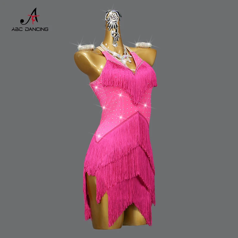 New Latin Dance Dress Wear Stage Performance Outfit for Women Female Suit Dresses Standard Ballroom Practice Clothes Line Skirt