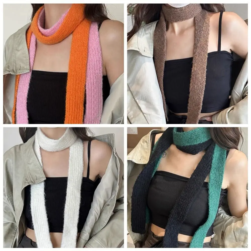 Trendy Harajuku Narrow Long Scarf Gothic Punk Subculture Y2K Knitted Scarf Streetwear Casual Choker Streamer Girl