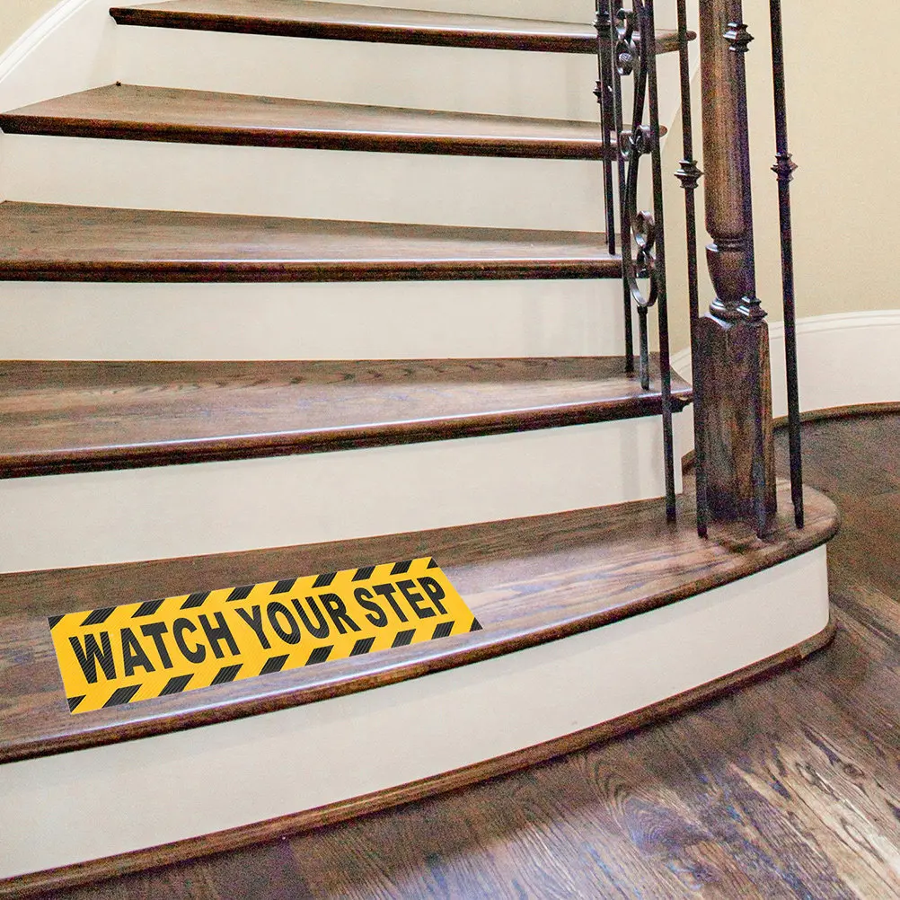 

4Pcs Watch Your Step Anti Slip Warning Stickers Floor Safety Tape Caution Strips Non Slip Stair Grip Tape Indoor Outdoor
