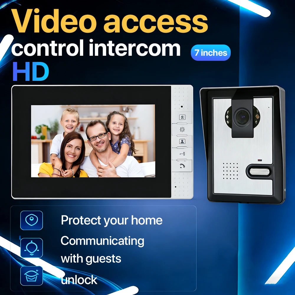 7 Inch Wired Video Intercom Doorbell Night Vision Waterproof Home Security Villa Apartment Interphone for Villa Apartment