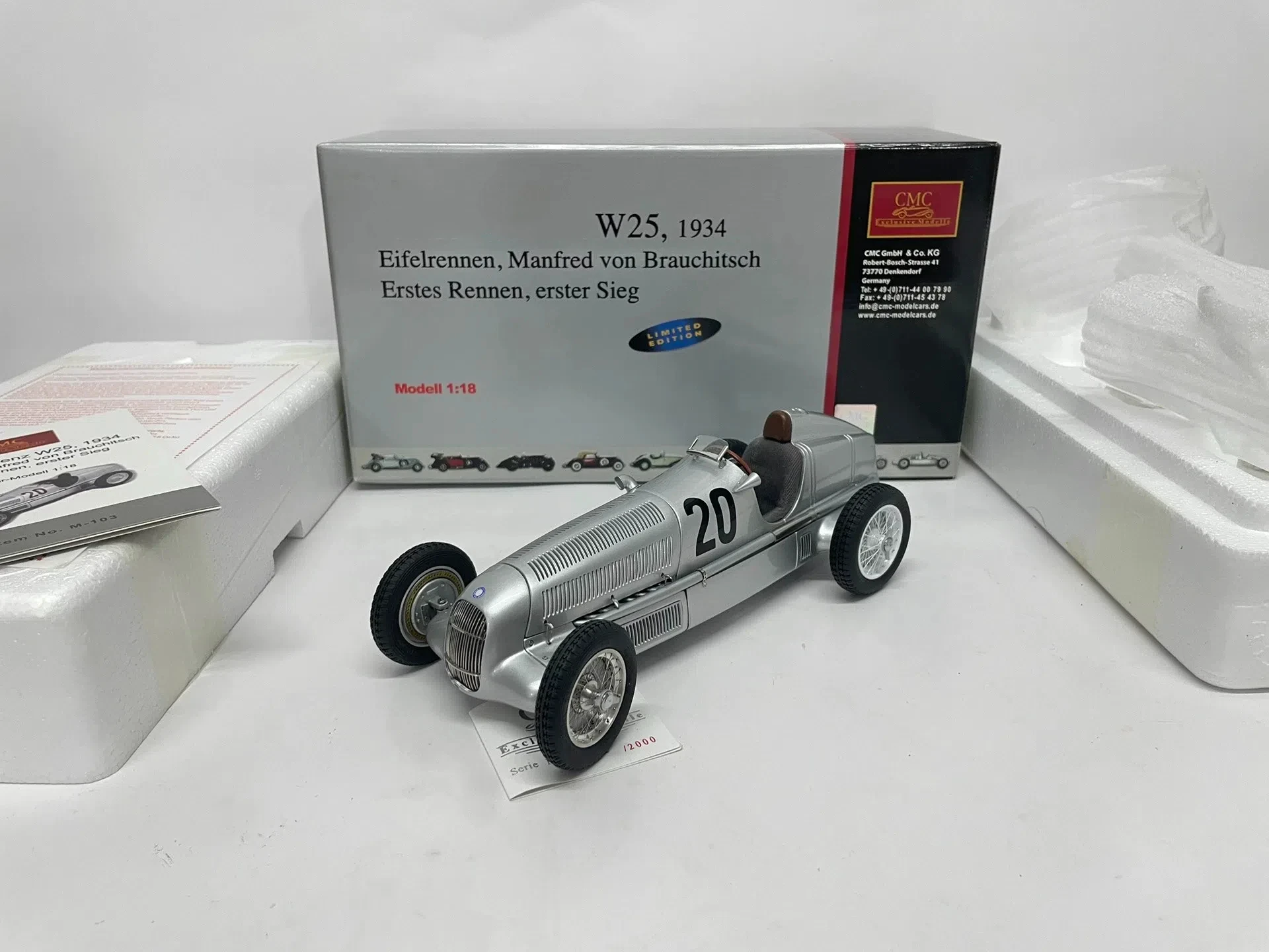 

CMC 1:18 W25 #20 1934 Simulation Limited Edition All Open Alloy Metal Static Car Model Toy Gift