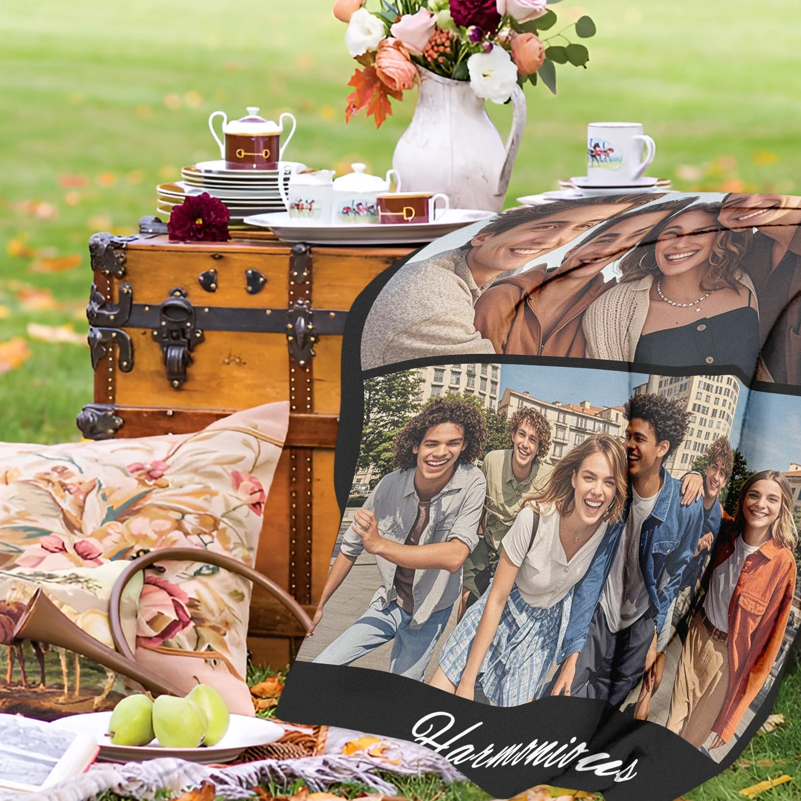 Best Friend Student Time Creative Memorial Customized Blanket Wonderful Moments with Best Friends on College Campus Unique Gift