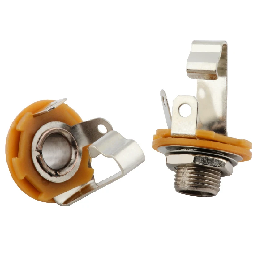 Metal 3 Pole Mono Audio Panel Socket Solder 6.35mm Female Jack with Nut Washer