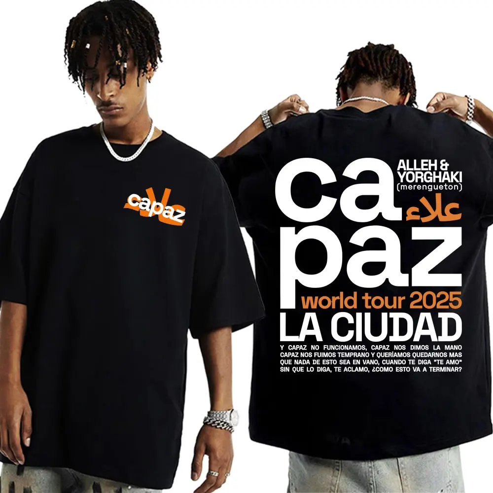 

Alleh & Yorghaki La Ciudad Ca Paz Worid Tour 2025 Print T-shirt for Men and Women Hip-hop Summer Print 100% Pure Cotton T-shirt