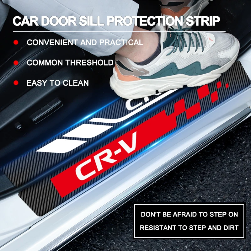 4pcs Car Door Sill Protector Carbon Fiber Sticker Anti Scratch For Honda Crv 2023 2020 2007 2019 2003 2016 2024 2018 Accessories