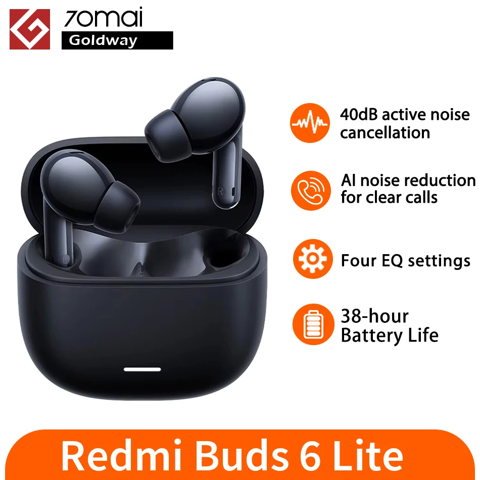 Global Version Xiaomi Redmi Buds 6 Lite TWS Earphone 40dB Active Noise Cancellation Four EQ Settings 38h Battery Life Mi Headset