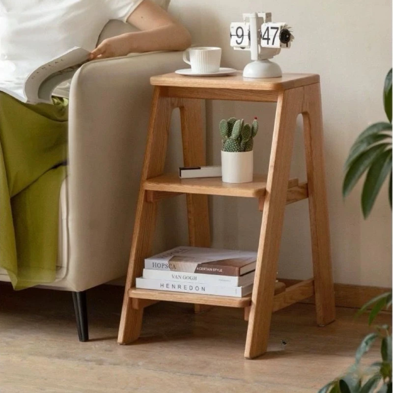 Nordic Solid Wood Ladders Chair Multifunctional Bar Stool Indoor Climbing 3 Step Ladder Stable Load-bearing Kitchen Furniture