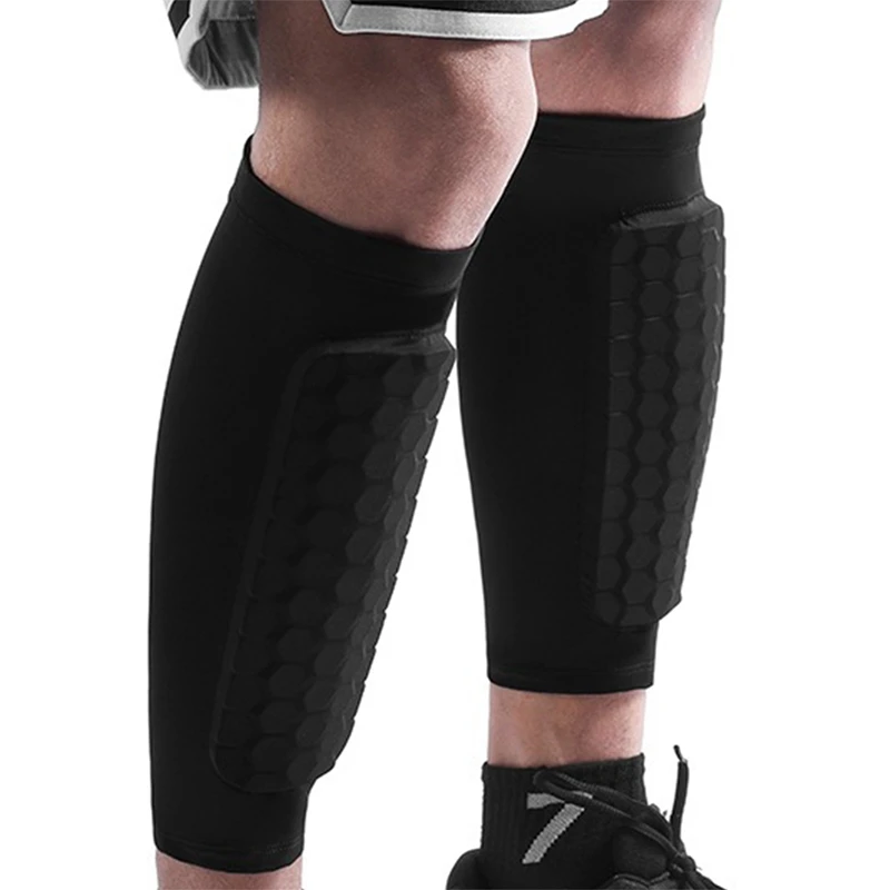 1 Pair Football Knee Brace Club Support Kneepad Professional Shin Guard Pads Soccer Legging Protective Gear Safety Leg Sleeve