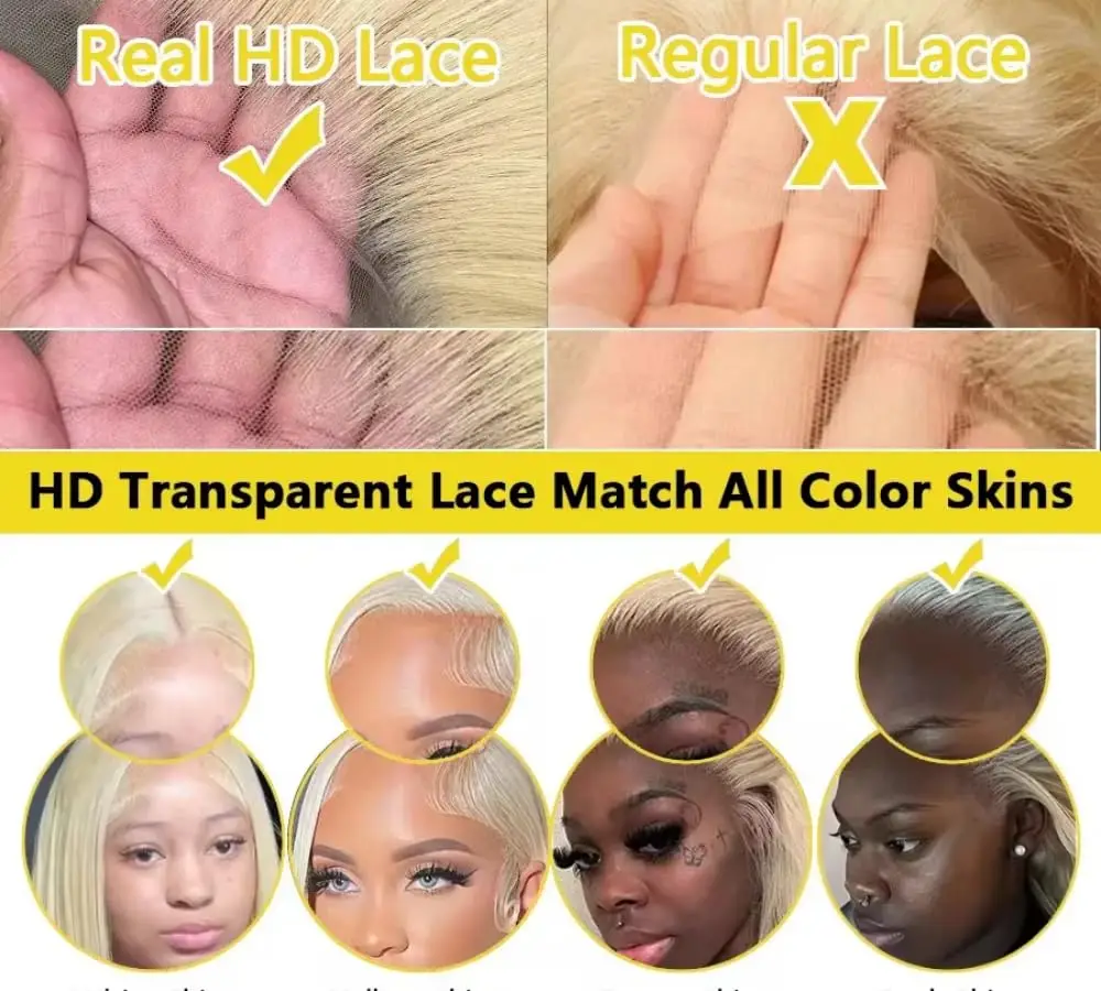 36 インチ 250 高密度 613 HD レース前頭かつら 13 × 6 実体波人毛かつらクリアランスセール