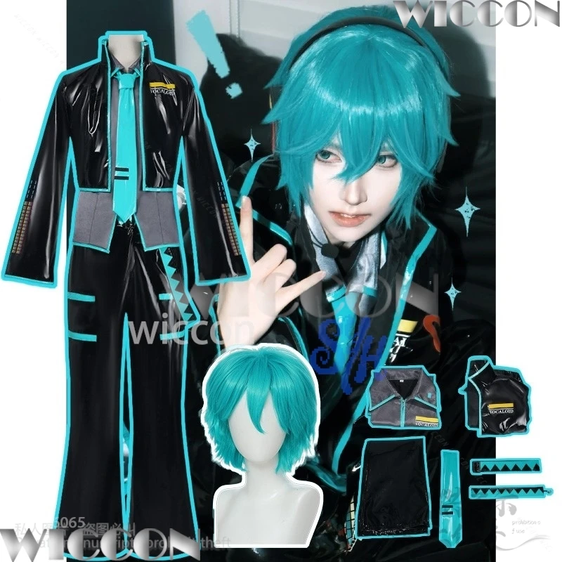 

Аниме игра Project Sekai косплей mikuuu мужской черный зеленый кожаный костюм в стиле панк Y2K galai kei для девочек Хэллоуин Comic Con Outfit Cos