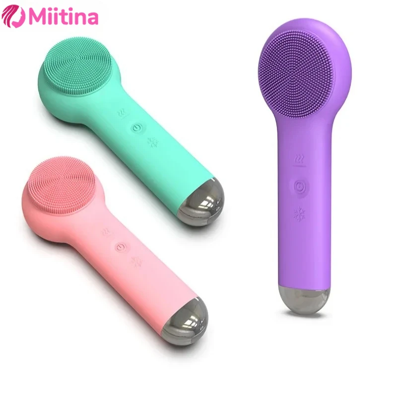 

Electric Facial Cleansing Brush Ultrasonic Vibration Silicone Face Cleanser Deep Pores Washing Skin Blackhead Cleaning Massager