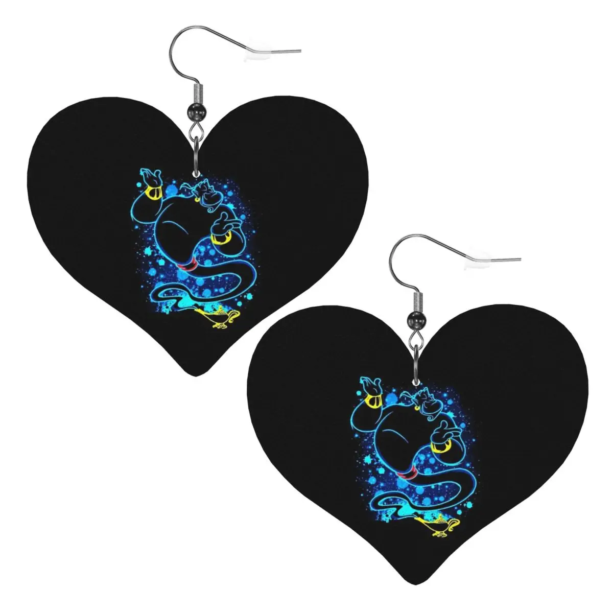 

Custom Genie Wallpaper Leather Teardrop Earrings Fashion For Women Aladdin Jewelry Accessories For Valentine's Day