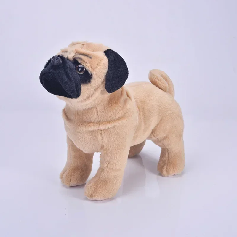 

[Funny] 33cm Simulation Lifelike Standing Pug dog Plush Toys Soft dog Stuffed Animals doll Birthday Christmas Gifts For Kids