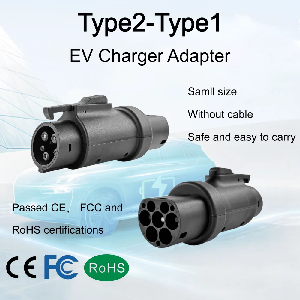 energyhighway Type2 To Type1 EV Charging Adapter Converter IEC 62196 32A J1772 For Electric Vehicle Charging Connector