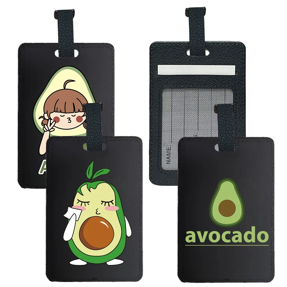 

Personalised Pu Leather Luggage Tag Retro Fashionable Airplane Label Portable Pu Luggage Tag Ideal Holiday Gift Avocado Pattern