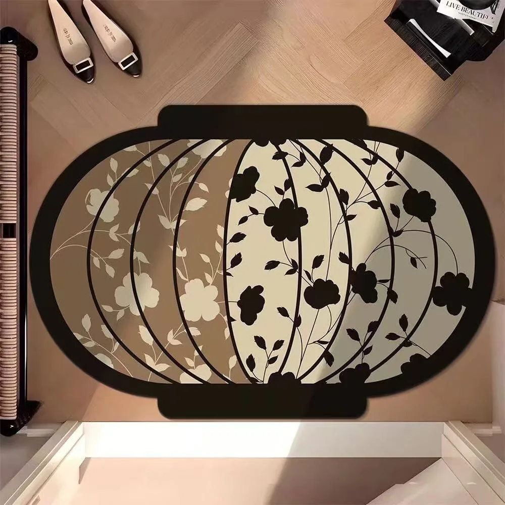 Rug Chinese Style Bathroom Door Mat Non-slip Antique Toilet Foot Mat polyester Quick Dry Drain Mat Toilet