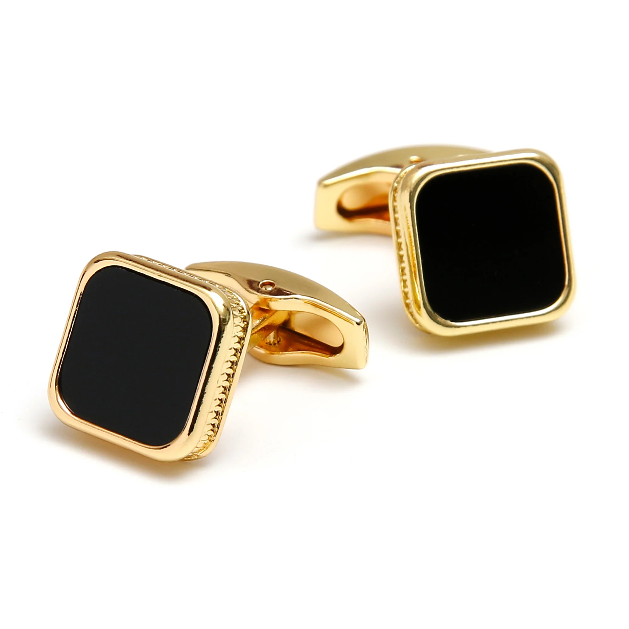 

TOMYE Gold Cuff Links for Men, Classic Black Square Alloy Shirt Cufflinks Jewelry for Dad Husband Groom