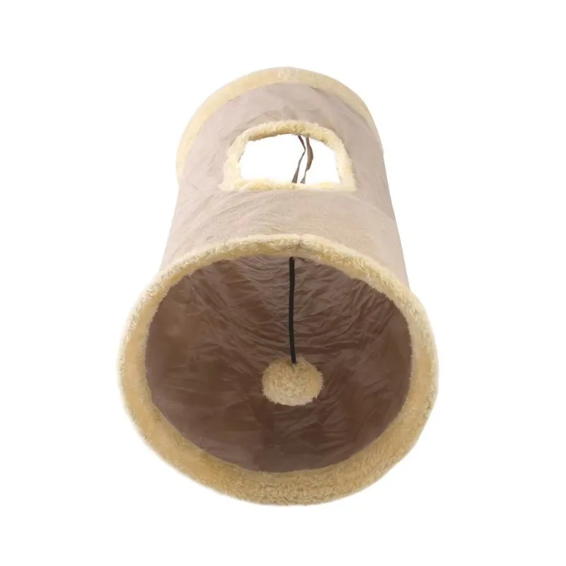 Pet Cat Plush Channel Foldable Suede Cat Tunnel Educational Pet Funny Toy Warm Winter Interactive Toys for Cat Supplies