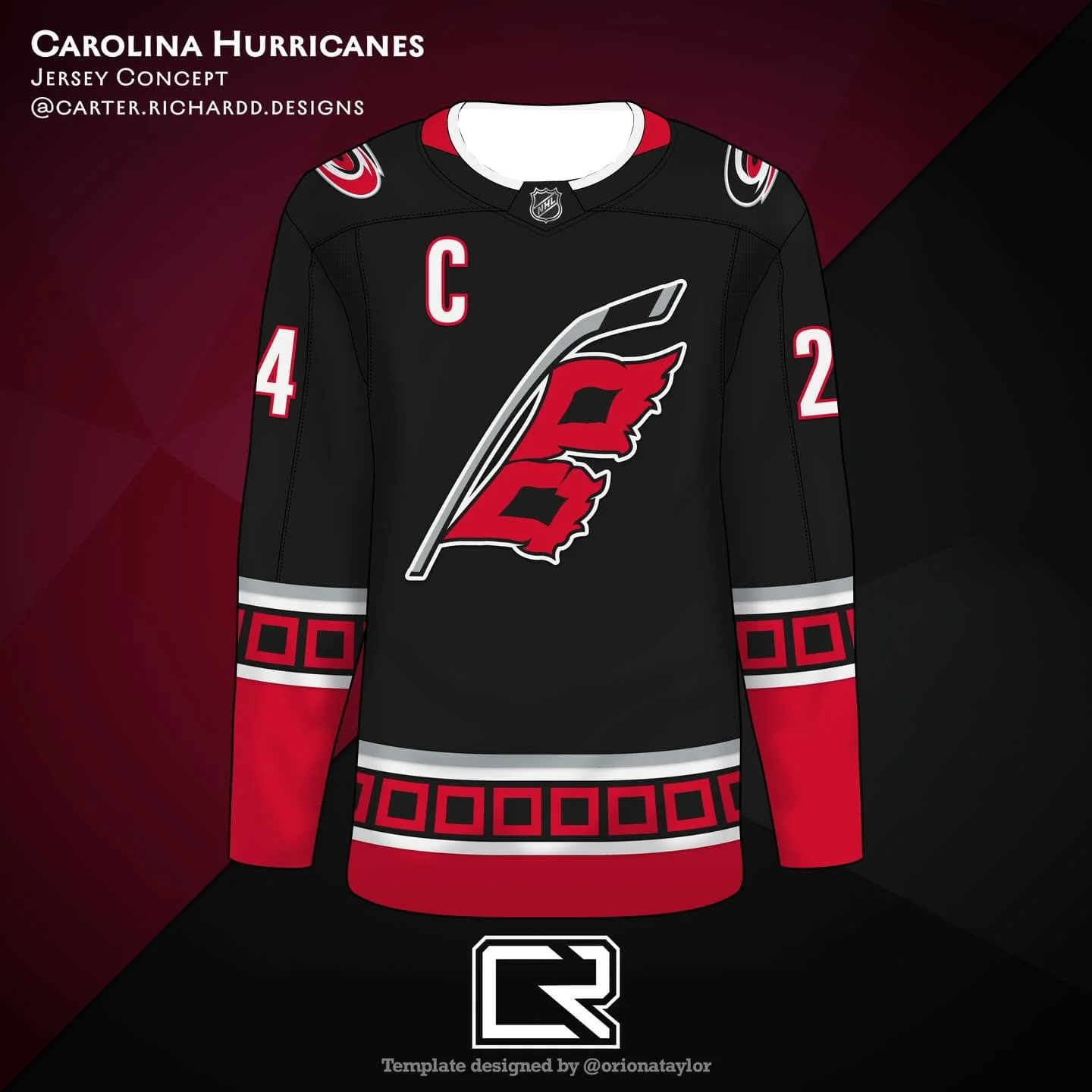 Camiseta de Hockey sobre Hielo de los Carolina Hurricanes, Tejido Transpirable de Secado Rápido con Logotipo Estilizado Estampado, Número 24, Ropa Superior