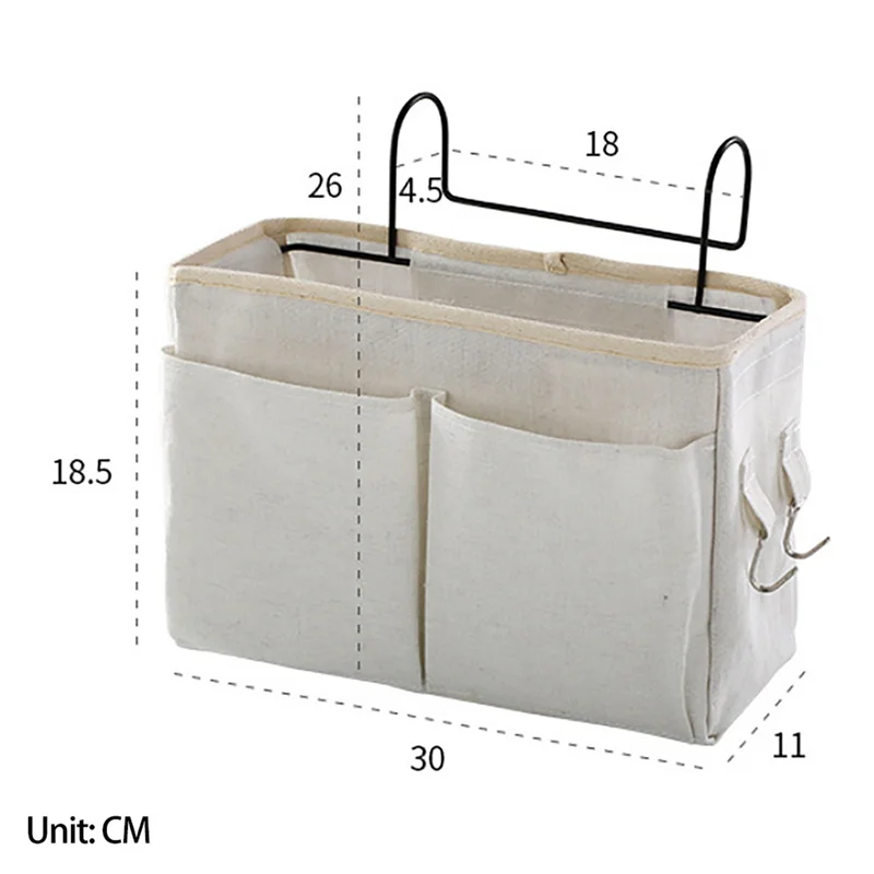 ABUI-2X Wisząca Kieszeń do Przechowywania przy Łóżku Organizer na Półkę na Zagłówek Łóżka, Łóżka Piętrowe, Akademie, Biały