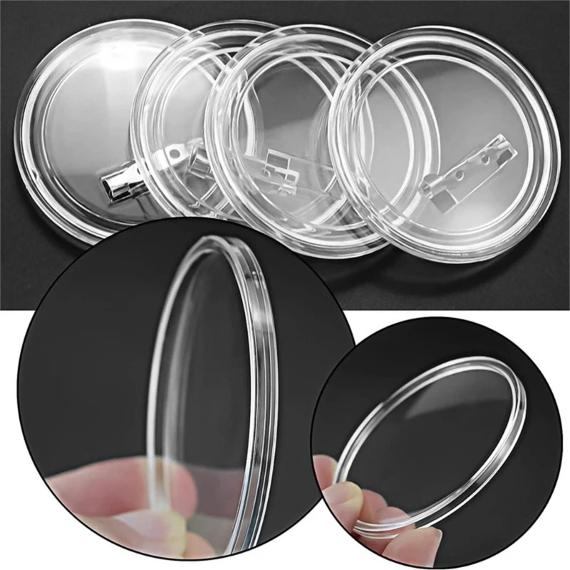 Clear Acrylic Badge Button Blanks for DIY Sewing and Badges