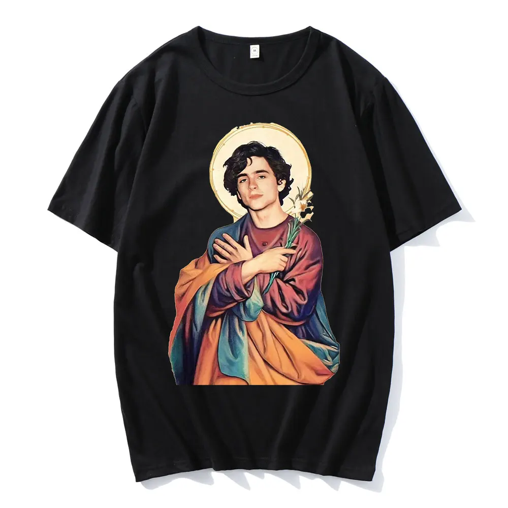 Timothee Chalamet Saint Men Fashion Top T Shirt Short Sleeve Retro 90s TV Fan Unisex Summer Trend Soft Casual Oversized T-shirt