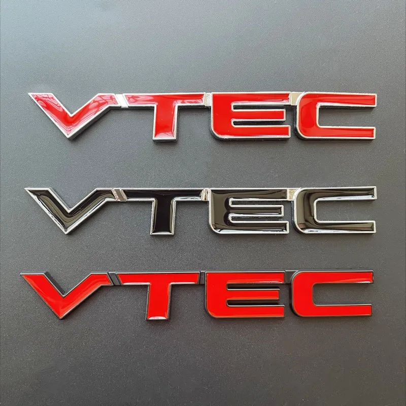 3D Metal Logo VTEC Emblem Letters Car Fender Badge Trunk Decal For Honda Civic Accord CB400 Odyssey CRV VTEC Sticker Accessories