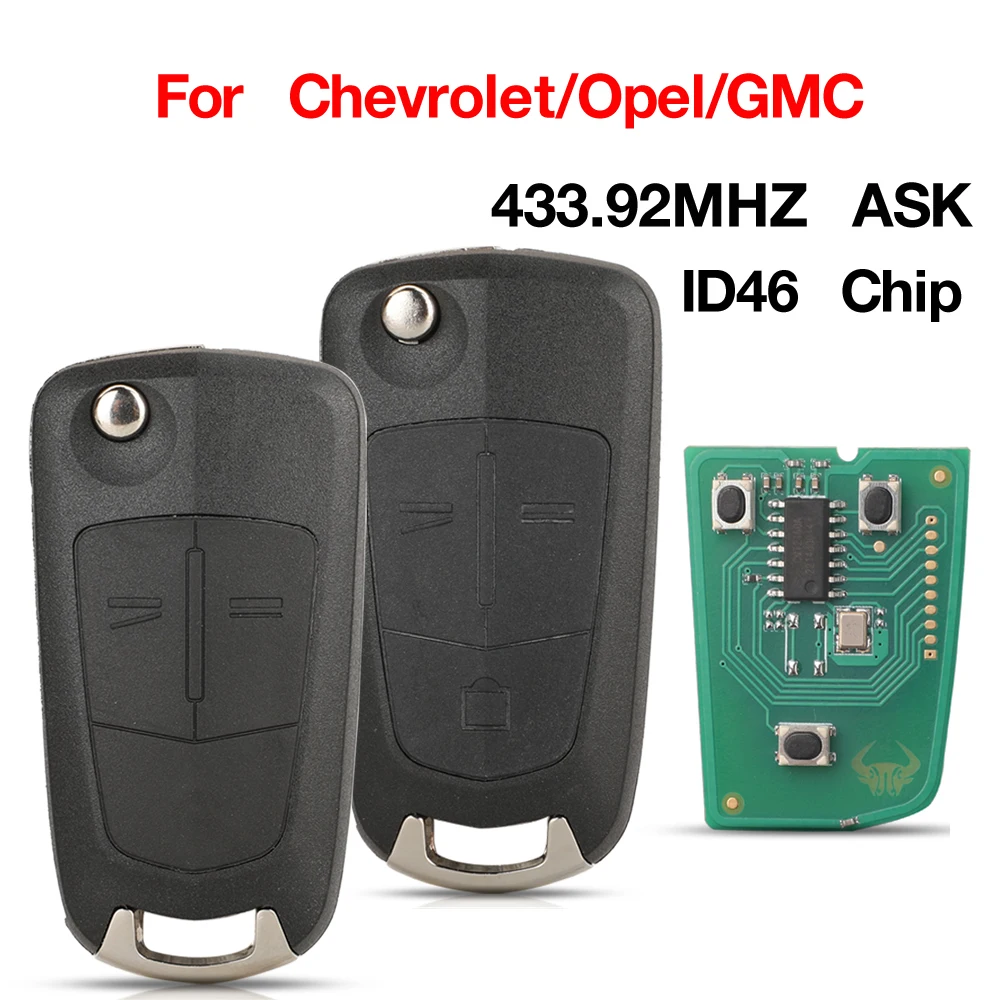 jingyuqin 2/3BTN ID46 Chip 433.92MHZ Zdalny kluczyk samochodowy do Chevrolet Captiva Opel Antara ZAFIRA GMC Terrain z ostrzem DWO5