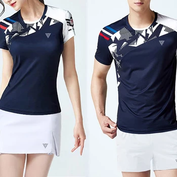 Professional tennis short sleeve men's and women's top badminton quick drying clothes summer ice silk breathable sports set tabl