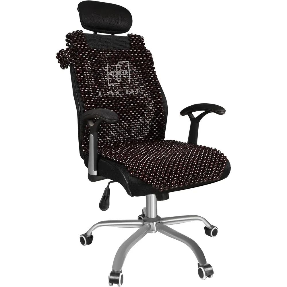 أغطية مقاعد السيارة المطرزة LACDL للسيارات، غطاء مقعد خرز التبريد للشاحنات وسيارات الدفع الرباعي - وسادة تبريد المقعد التهوية التلقائية، خشب طبيعي