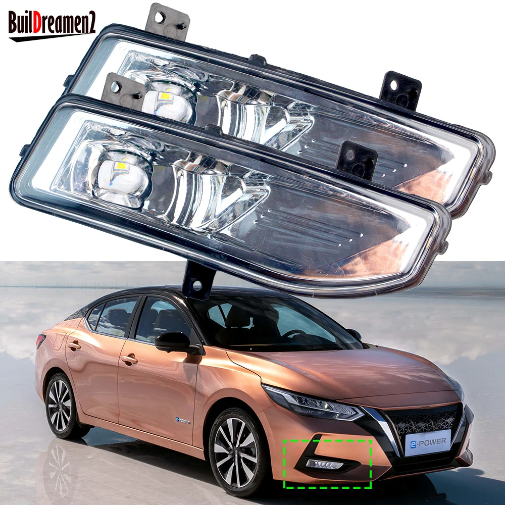 30W H11 LED Fog Light Assembly For Nissan Sylphy 2020 2021 2022 Car Front Fog Lamp + Harness Wire + Bracket Cover