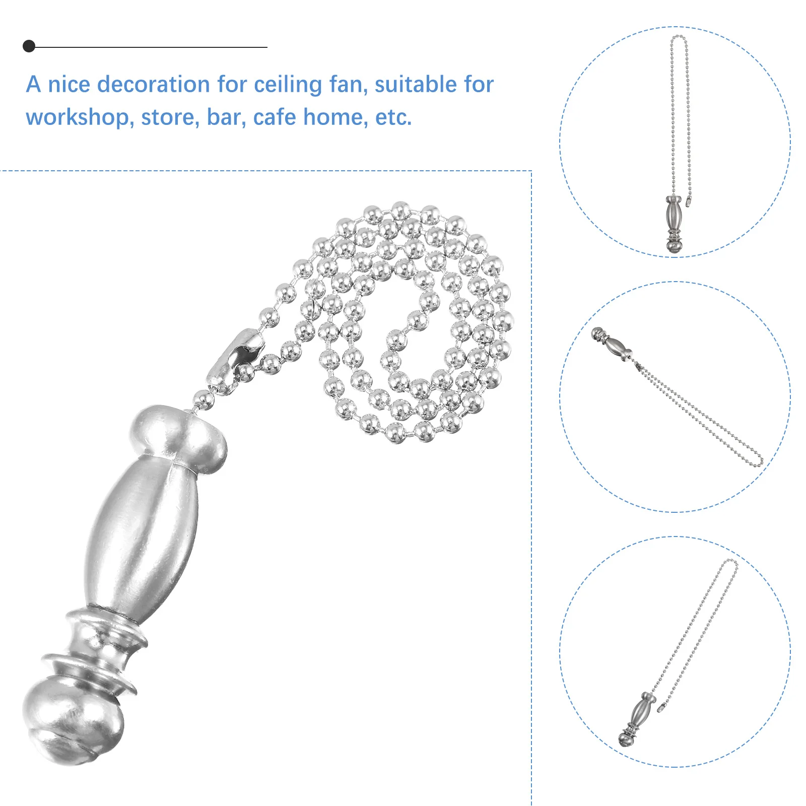 

2pcs Ceiling Fan Pendant Bead Chains Durable Replacement Decor For Chandelier Light Hanging Pendant Home Bar Cafe Workshop