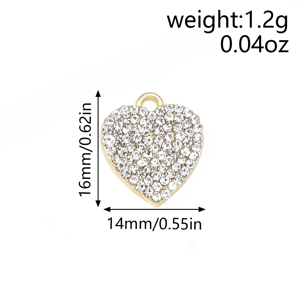 Leslie 4 Stück 16 x 14 mm voller Strasssteine, Kristall-Liebesherzen, Charms für Anhänger, Halskette, Armband, DIY-Schmuckherstellung, Basteln – Detail 1