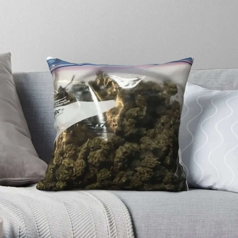 Weed Marijuana Square Pillowcase Peach skin polyester pillowcase  Printed Zippered Room Decor Cushion Cover