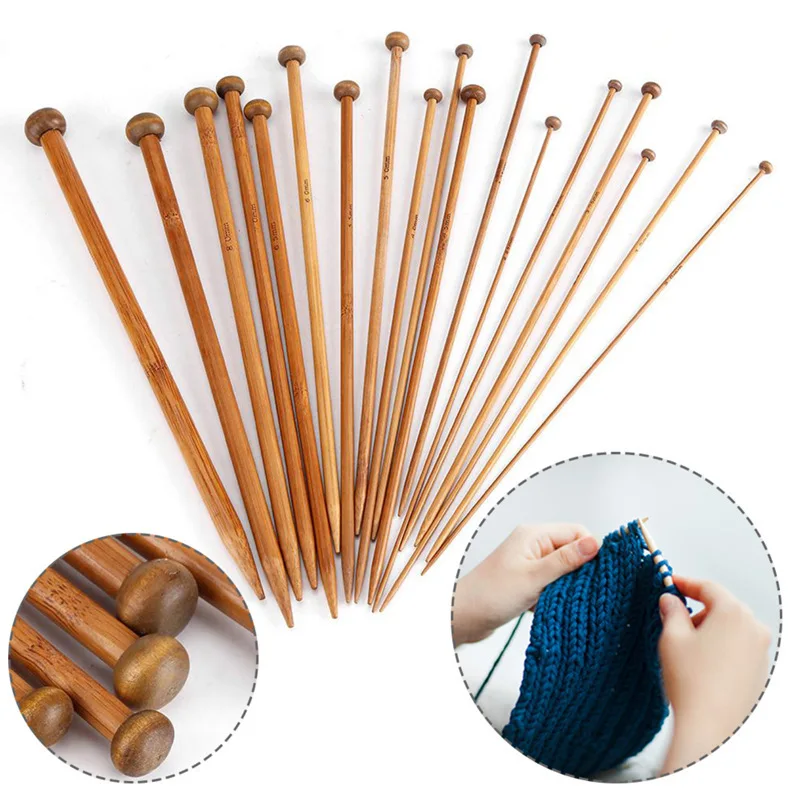 36pcs/set Bamboo Knitting Needles For Beginner & Professional Sweater Crochet Needles Set 18 Sizes From 2mm To 10mm DIY Knitting