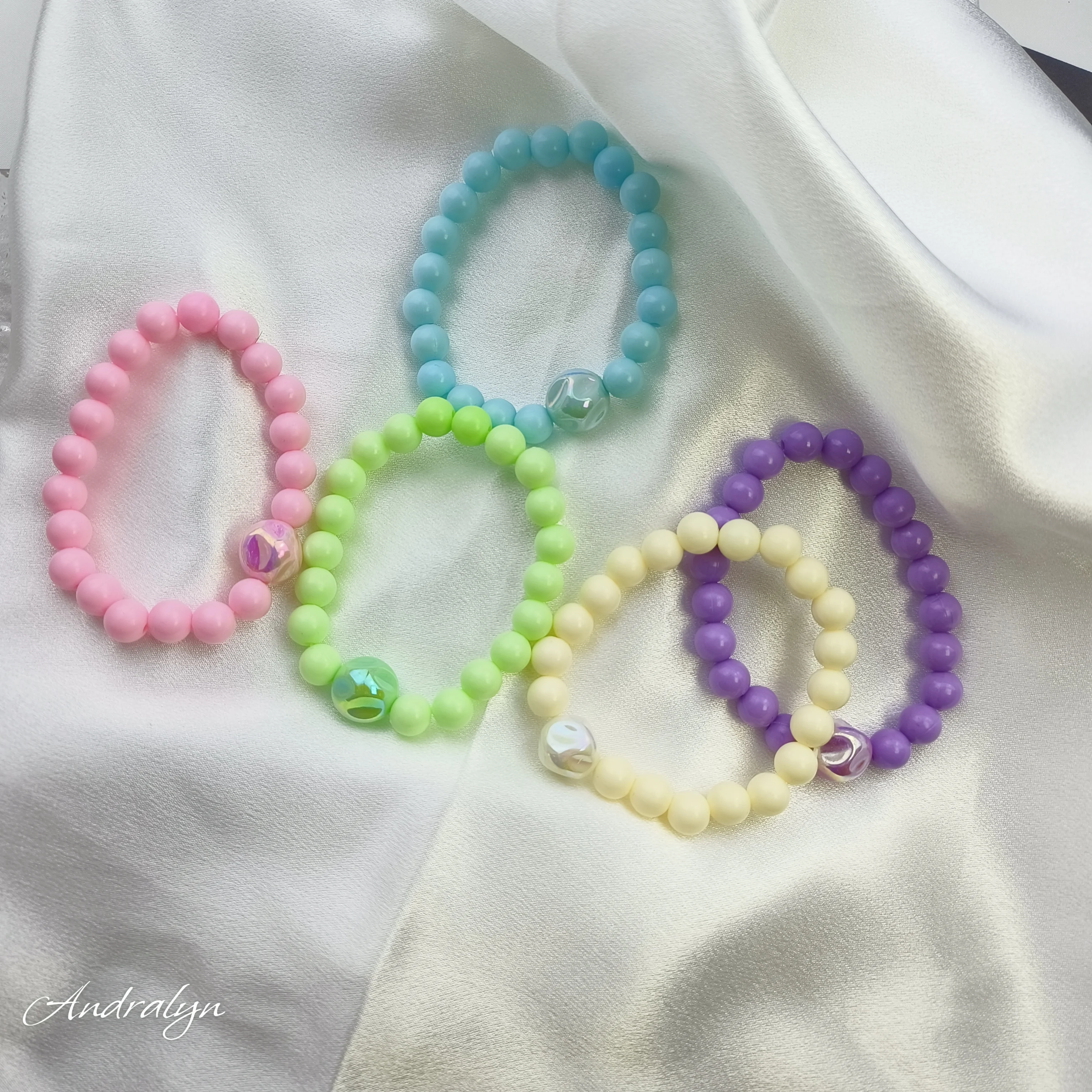 Andralyn Elastic Bracelets Toys Jewelry Wristbands Party  Children Girls Charm Bracelet Kids Cute Mini Colorful Pearl Bead